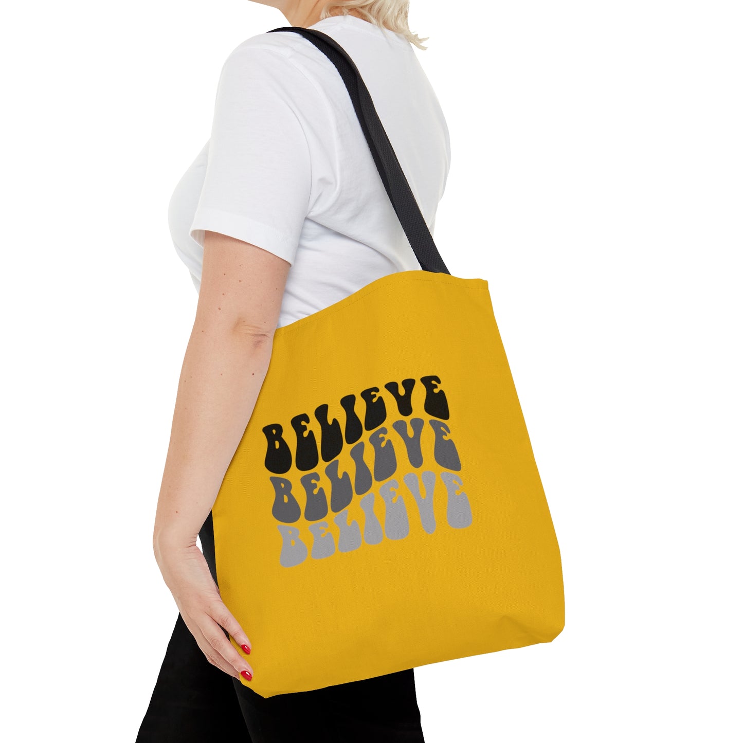 Tote Bag (AOP) | Believe | Yellow Tote