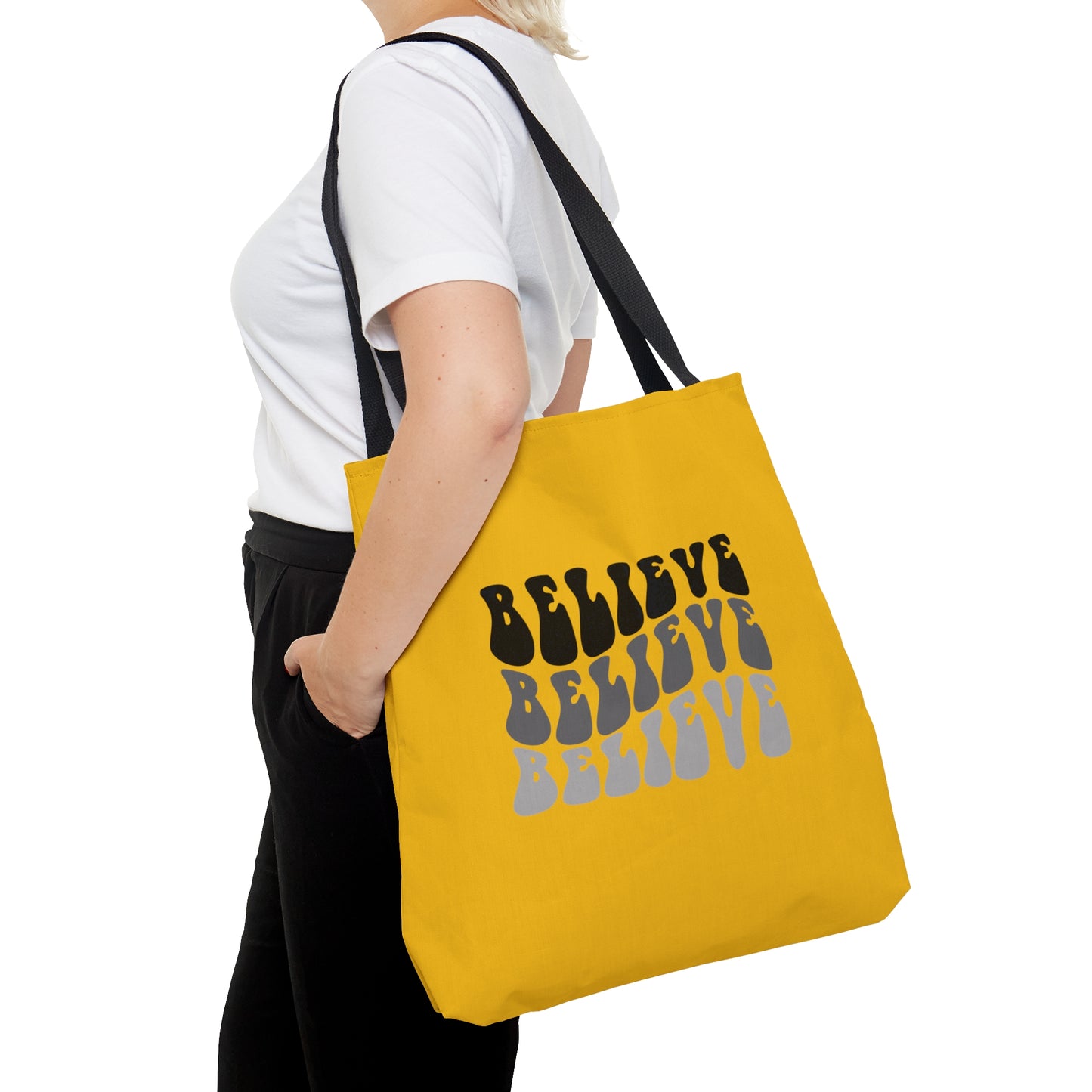 Tote Bag (AOP) | Believe | Yellow Tote