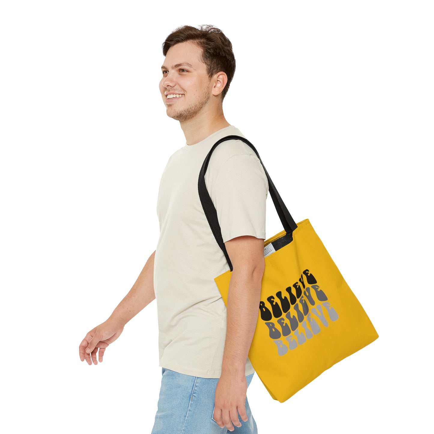 Tote Bag (AOP) | Believe | Yellow Tote