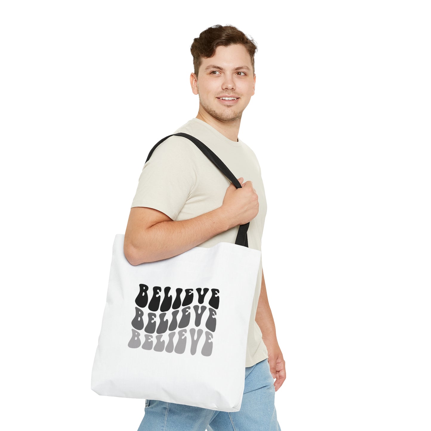 Tote Bag (AOP) | Believe | White Tote