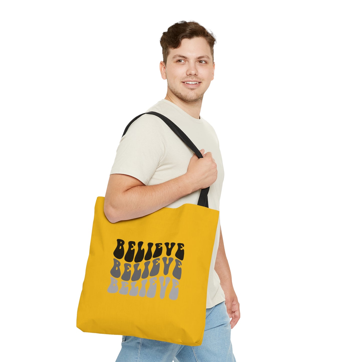 Tote Bag (AOP) | Believe | Yellow Tote