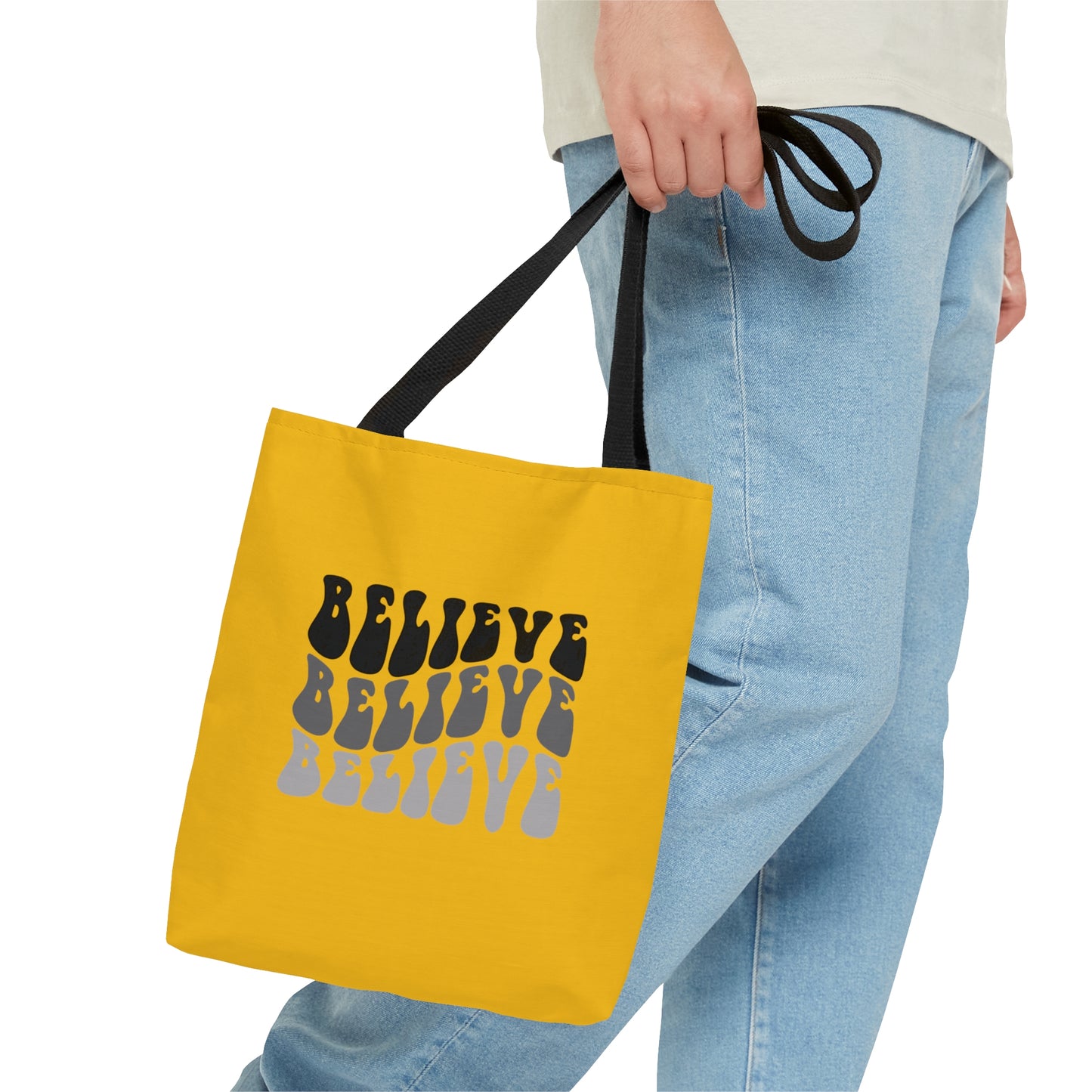 Tote Bag (AOP) | Believe | Yellow Tote