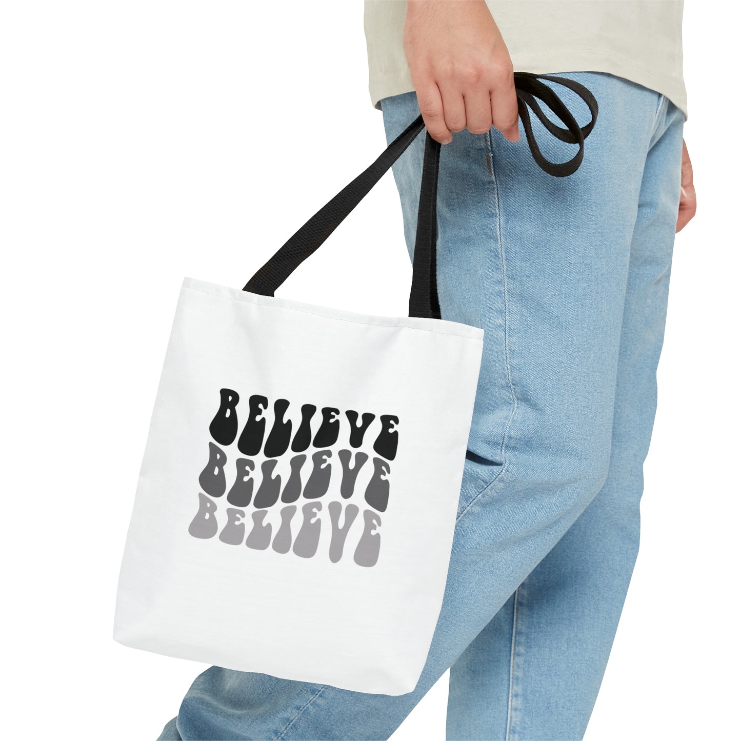 Tote Bag (AOP) | Believe | White Tote