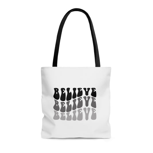 Tote Bag (AOP) | Believe | White Tote