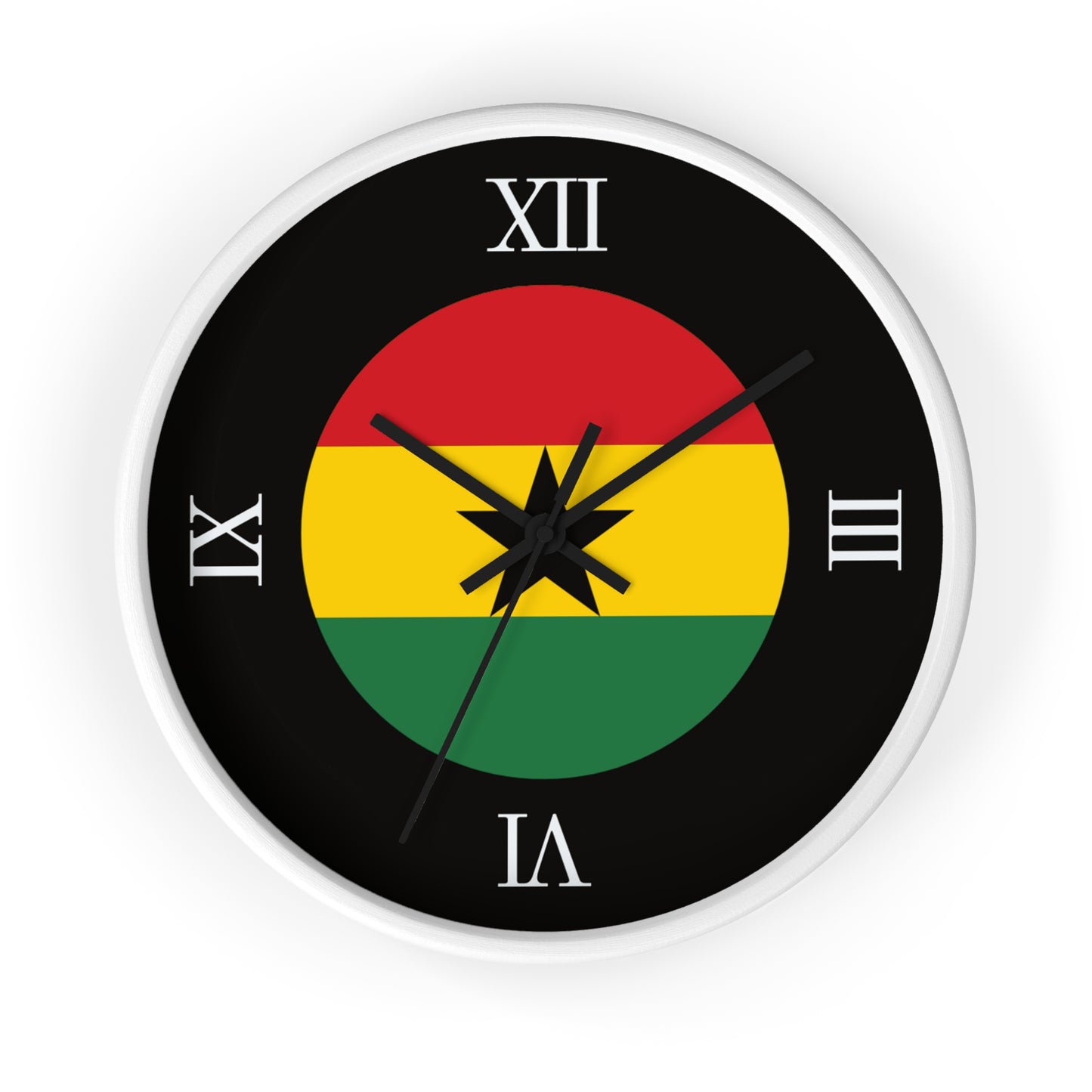 Wall Clock | Ghana Flag | Black Background