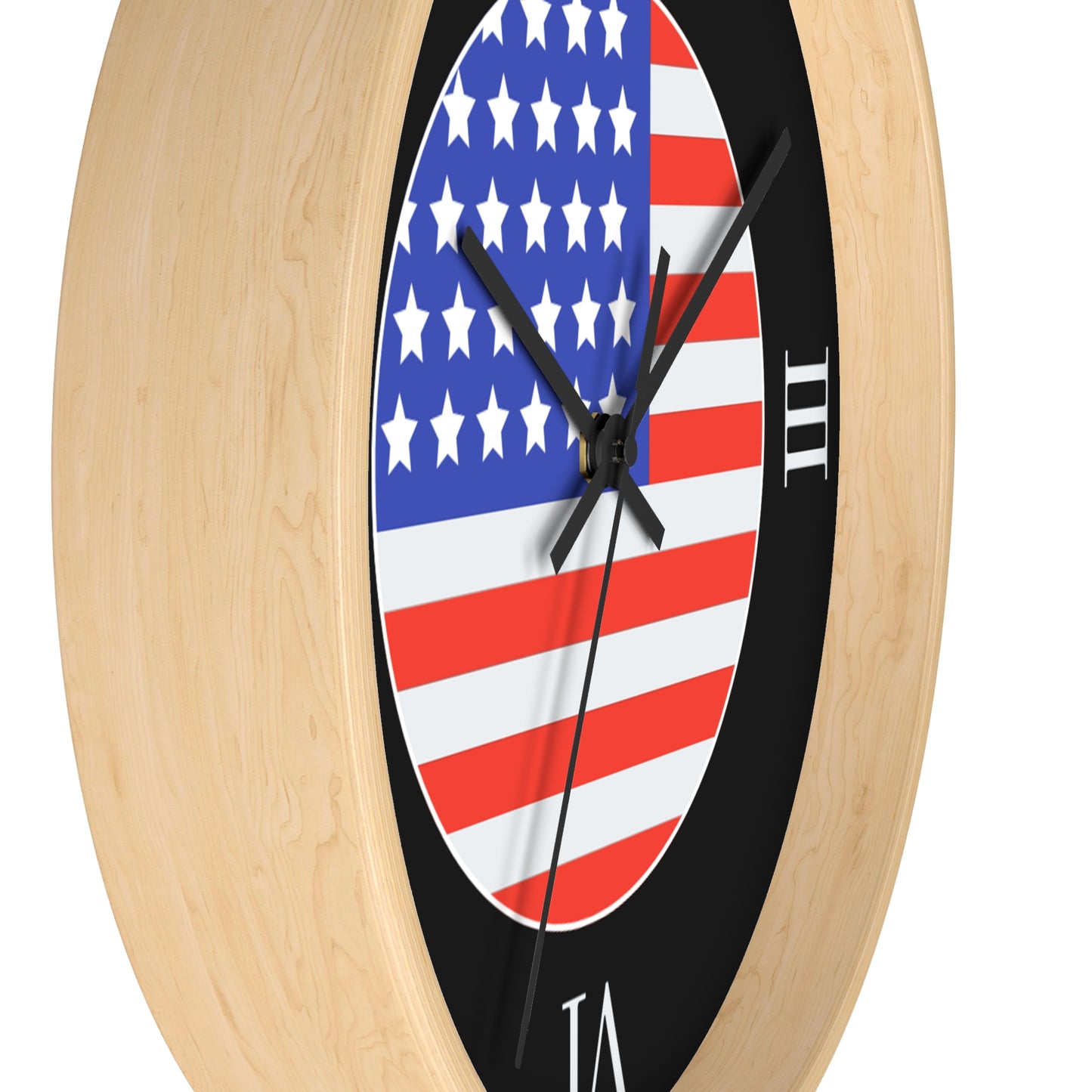 Wall Clock | USA Flag | Black Background