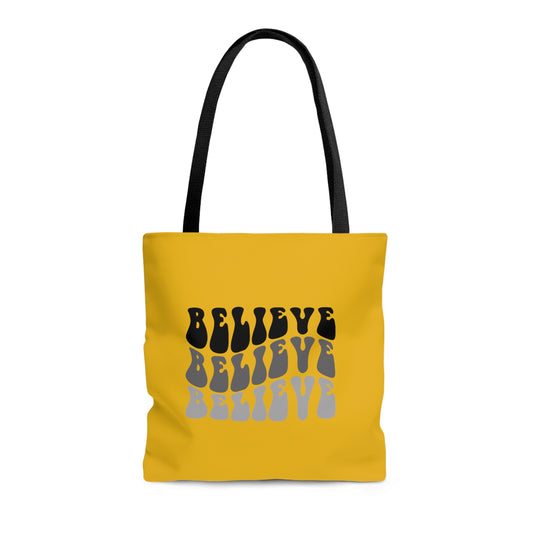 Tote Bag (AOP) | Believe | Yellow Tote