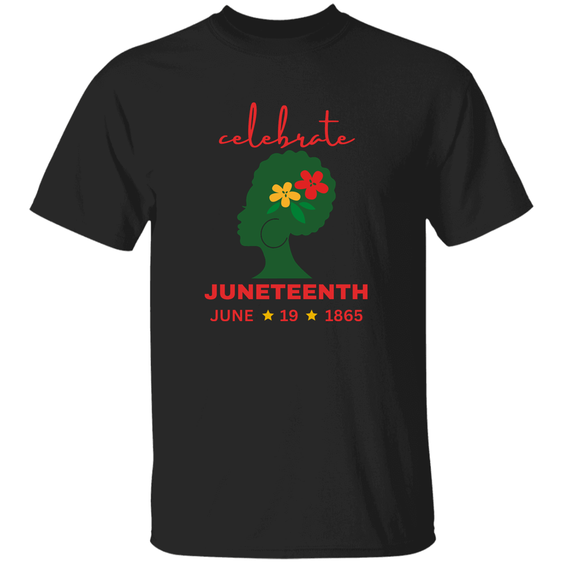 Juneteenth | T-Shirt in Bk | Flowers in Hair