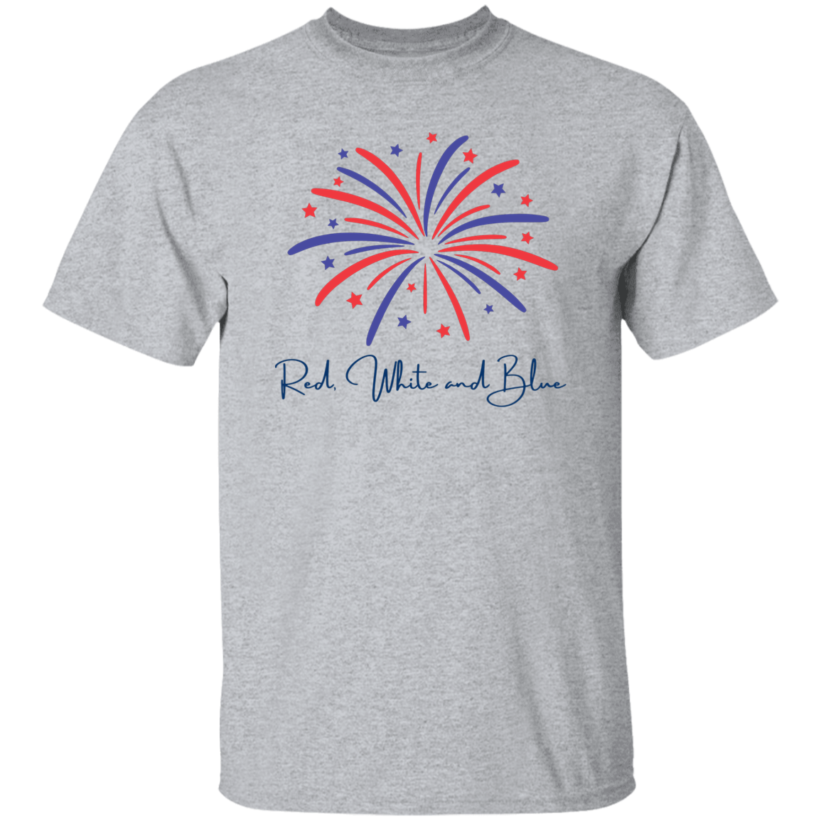 4th of July | T-Shirt | Fireworks | White, Grey