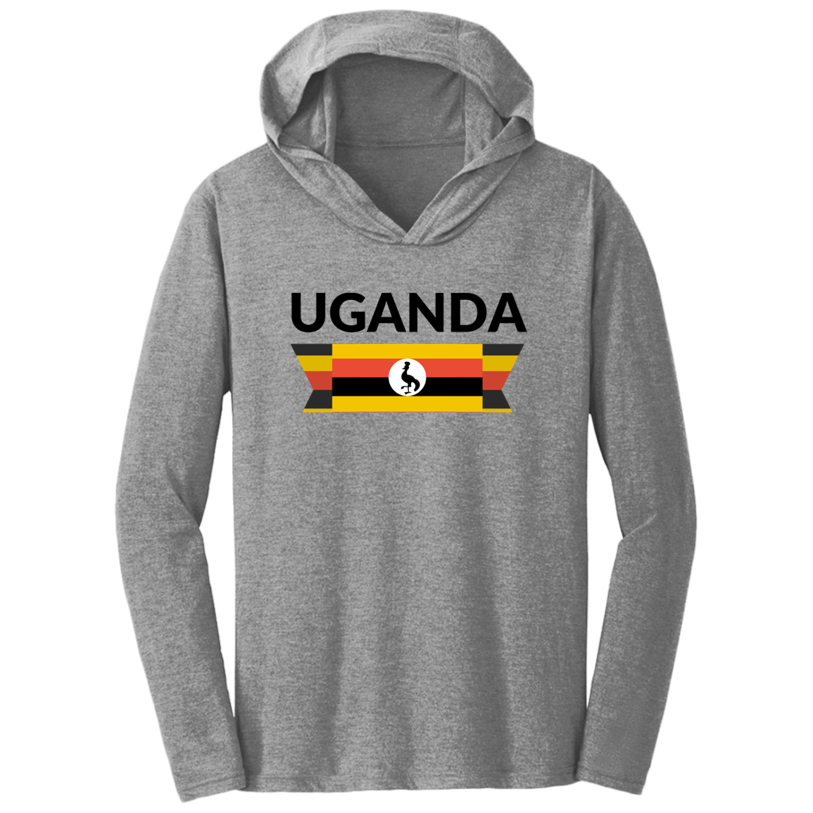 T-Shirt Hoodie | Unisex | Uganda Flag | Grey