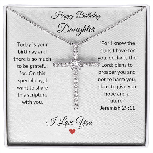 Daughter Birthday | CZ Cross Necklace | From Parent