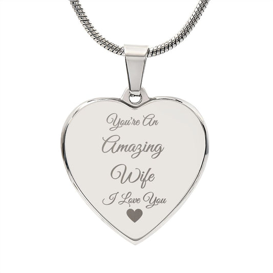 Wife | Heart Pendant | Personalize Your Message on the Back